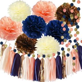img 4 attached to 🎉 Navy Peach Birthday, Bridal Shower, and Hen Party Decorations - Qian's Party - Ideal for Navy Peach Weddings, Bachelorette Parties, and Other Celebrations