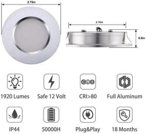 img 2 attached to 🔆 ALOVECO 12V LED Recessed Cabinet Lights - Waterproof Ultra-Thin Interior Lighting for RV, Boat, Motorhome, Sailboat, Yacht - 3000K Warm White (12 Pack) - A-Sliver Lights