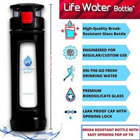 img 3 attached to Life Ionizer - 450ML Borosilicate Glass Water Bottle - Durable, Break-Resistant Design with Carrying Handle & Easy-Open Pop-up Cap