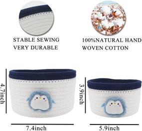 img 3 attached to 🐧 Woven Basket 2-Pack: Stylish Storage Solution for Gifts, Toys, Decor and More! Perfect for Teen Girls, Living Room, Bedroom, Shelves, Closet - Penguin Decor Bin (WHITE)
