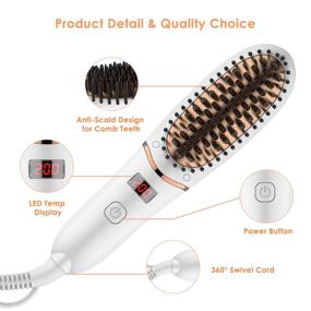 img 3 attached to 💁 Veru ETERNITY Mini Hair Straightener Brush with LED Display and MCH Heating Function - Ionic Ceramic, Anti Static, Detangling Hair Comb for Silky Smooth and Straightened Hair, White