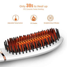 img 2 attached to 💁 Veru ETERNITY Mini Hair Straightener Brush with LED Display and MCH Heating Function - Ionic Ceramic, Anti Static, Detangling Hair Comb for Silky Smooth and Straightened Hair, White