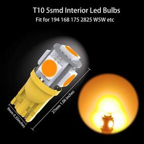 img 2 attached to Upgraded 10pcs Amber Car Bulb, Kitchasy 194 168 906 175 914 916 161 T10 Wedge with 5 SMD 5050 Chipset for Car Interior Dome Map, Courtesy, License, Parking, Side Marker Light