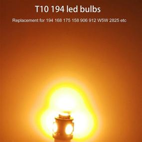 img 3 attached to Upgraded 10pcs Amber Car Bulb, Kitchasy 194 168 906 175 914 916 161 T10 Wedge with 5 SMD 5050 Chipset for Car Interior Dome Map, Courtesy, License, Parking, Side Marker Light