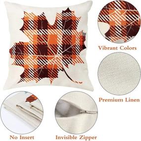 img 2 attached to 🍁 OurWarm Set of 4 Fall Pillow Covers 18x18 inch - Autumn Pumpkin Maple Happy Fall Buffalo Plaid Outdoor Throw Pillows for Fall Decor - Thanksgiving Farmhouse Couch Pillows Covers
