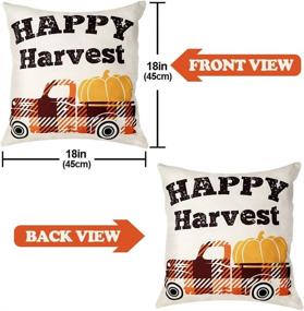 img 3 attached to 🍁 OurWarm Set of 4 Fall Pillow Covers 18x18 inch - Autumn Pumpkin Maple Happy Fall Buffalo Plaid Outdoor Throw Pillows for Fall Decor - Thanksgiving Farmhouse Couch Pillows Covers
