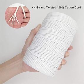 img 2 attached to 🧶 BYWORLD Macrame Cord: 3mm Cotton Rope, 220 Yards, Natural Cotton Colored Macrame Rope for Plant Hangers, Wall Hangings, Christmas or Wedding Decorations (White)