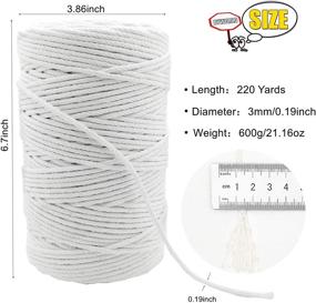 img 3 attached to 🧶 BYWORLD Macrame Cord: 3mm Cotton Rope, 220 Yards, Natural Cotton Colored Macrame Rope for Plant Hangers, Wall Hangings, Christmas or Wedding Decorations (White)