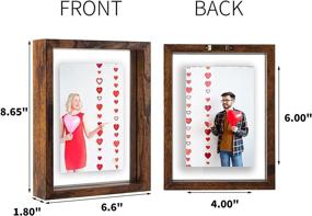 img 3 attached to 🖼️ WIFTREY 2 Pack 4x6 Floating Picture Frames, Double Glass Rustic Photo Frame for Wall Hanging or Tabletop Standing, Displays Photo up to 6x8, Brown - Enhanced SEO