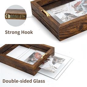 img 1 attached to 🖼️ WIFTREY 2 Pack 4x6 Floating Picture Frames, Double Glass Rustic Photo Frame for Wall Hanging or Tabletop Standing, Displays Photo up to 6x8, Brown - Enhanced SEO