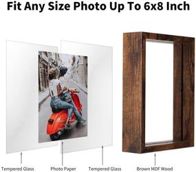 img 2 attached to 🖼️ WIFTREY 2 Pack 4x6 Floating Picture Frames, Double Glass Rustic Photo Frame for Wall Hanging or Tabletop Standing, Displays Photo up to 6x8, Brown - Enhanced SEO