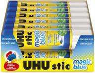 🔵 uhu colored glue stick, 1.41oz blue (rubs on blue, dries clear), washable, solvent-free, screw-on cap, pack of 12, 9u 99653 logo