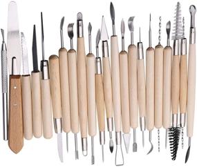 img 4 attached to 🎨 22PCS Clay Sculpting Tools Set with Wooden Handle - Pottery Carving Tool Kit for Artwork, Pottery, Ceramics, and Holiday Crafts