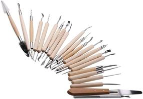 img 1 attached to 🎨 22PCS Clay Sculpting Tools Set with Wooden Handle - Pottery Carving Tool Kit for Artwork, Pottery, Ceramics, and Holiday Crafts