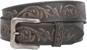 img 4 attached to 🌸 Vintage Cowhide Leather Men's Accessories and Belts with Floral Embossing