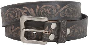 img 2 attached to 🌸 Vintage Cowhide Leather Men's Accessories and Belts with Floral Embossing