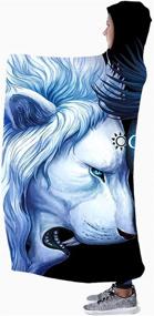 img 2 attached to 🦁 Lion Hooded Blanket: Super Soft and Warm Flannel Throw Blanket for Kids and Adults, Perfect Gift for Indoor or Outdoor Use, All-Season Wearable Cape Wrap (Lion, 50" x 60")