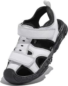 img 4 attached to DADAWEN Leather Closed Toe Outdoor Athletic Boys' Shoes : Sandals