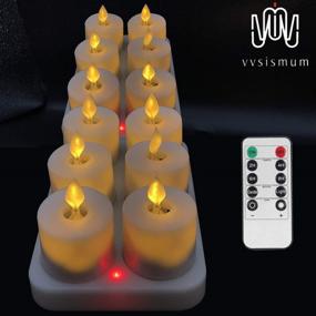 img 2 attached to Rechargeable Tea Lights Candles - Dancing Flame Moving Wick LED Tealight with Timer and Remote Control - Realistic Flameless Flickering Votive Candle for Thanksgiving, Christmas, Party, Wedding Decoration