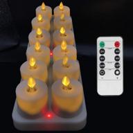 rechargeable tea lights candles - dancing flame moving wick led tealight with timer and remote control - realistic flameless flickering votive candle for thanksgiving, christmas, party, wedding decoration логотип