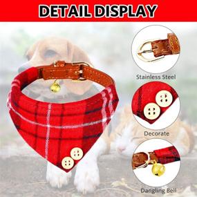 img 1 attached to Stylish Plaid Small Dog Collar with Leash Set & Adorable Bandana Bibs - Ideal for Small Dogs, Puppies, and Cats - Perfect for Outdoor Play, Walks, and Indoor Parties - 3 Piece Set with Bell