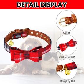 img 2 attached to Stylish Plaid Small Dog Collar with Leash Set & Adorable Bandana Bibs - Ideal for Small Dogs, Puppies, and Cats - Perfect for Outdoor Play, Walks, and Indoor Parties - 3 Piece Set with Bell