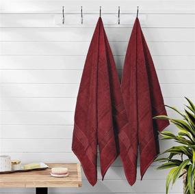 img 2 attached to 🌟 Elvana Home Ultra Soft 6 Pack Cotton Towel Set - 2 Bath Towels 28x55 inch, 2 Hand Towels 16x24 inch & 2 Wash Cloths 12x12 inch - Perfect for Daily Use, Space-Saving & Lightweight - Burgundy Red