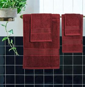 img 1 attached to 🌟 Elvana Home Ultra Soft 6 Pack Cotton Towel Set - 2 Bath Towels 28x55 inch, 2 Hand Towels 16x24 inch & 2 Wash Cloths 12x12 inch - Perfect for Daily Use, Space-Saving & Lightweight - Burgundy Red