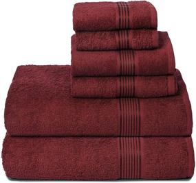 img 4 attached to 🌟 Elvana Home Ultra Soft 6 Pack Cotton Towel Set - 2 Bath Towels 28x55 inch, 2 Hand Towels 16x24 inch & 2 Wash Cloths 12x12 inch - Perfect for Daily Use, Space-Saving & Lightweight - Burgundy Red
