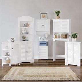 img 1 attached to 🔳 White RiverRidge Floor Cabinet featuring Side Shelves