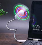 led light-up glow usb power cooling fan for notebook laptop keyboard pc flexible travel (rainbow design) logo