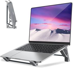 img 4 attached to 💻 Laptop Riser for Desk - Adjustable Height Ergonomic Computer Stand, Stable Aluminum Elevator for up to 17-inch Laptops, Supports Vertical Tablet Holding (LS8003)