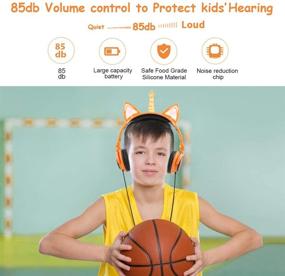 img 1 attached to Cute Unicorn Cat Ear Headphones: Foldable & Adjustable Wired On-Ear Headphones for Kids, Teens, and Adults (Orange)