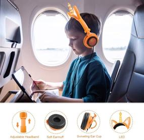 img 2 attached to Cute Unicorn Cat Ear Headphones: Foldable & Adjustable Wired On-Ear Headphones for Kids, Teens, and Adults (Orange)