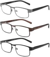 👓 jjwell 3 pack blue light blocking reading glasses for men | anti-eyestrain computer glare | spring hinge readers with pouches logo