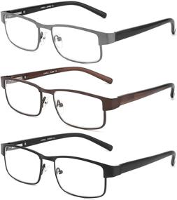 img 4 attached to 👓 JJWELL 3 Pack Blue Light Blocking Reading Glasses for Men | Anti-Eyestrain Computer Glare | Spring Hinge Readers with Pouches