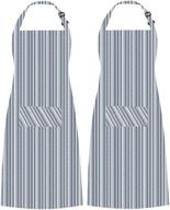 👩 premium 2-piece kitchen apron set: 100% cotton, adjustable neck strap, long ties, 2 pockets logo