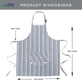 img 2 attached to 👩 Premium 2-Piece Kitchen Apron Set: 100% Cotton, Adjustable Neck Strap, Long Ties, 2 Pockets