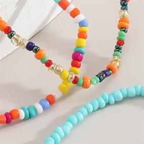 img 2 attached to 🌈 7-Piece Boho Beaded Strand Necklace Set: Layered Stacking Style with Colorful Beads, Choker, Anklet, and Bracelet for Women and Girls. Vintage Y2K Style Vacation Beach Sandal Jewelry