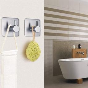 img 1 attached to 🧷 4-Pack Waterproof Stainless Steel Adhesive Towel Hooks - Heavy Duty Hooks for Bathroom, Kitchen, Door, Window, Cabinet - Ideal for Hanging Coats, Hats, and Towels