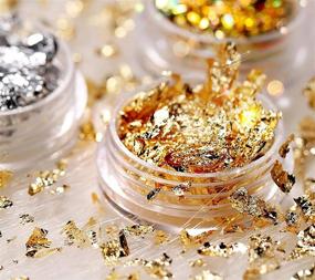 img 2 attached to Premium SANNIX Imitation Gold Foil Flakes for Resin Crafts - 3 Bottles Metallic Leaf Flakes 45 Gram - Ideal for Nails, Painting, Crafts, Slime & Resin Jewelry Making - Gold, Silver, Copper Colors