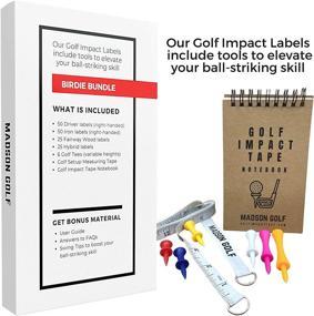 img 3 attached to 🔍 Optimized Search: Madson Golf Club Impact Tape & Swing Trainer Bundle with Training Aids - Face Stickers, Tees, Measuring Tape, Practice Journal (150 Labels)