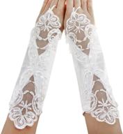 👧 pageant satin bowknot wrist long lace wedding dress gloves for flower girls - ages 5-12 logo