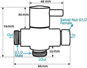 img 2 attached to High-Quality Brass Shower Arm Diverter, 3-Way G 1/2 Shower Diverter Valve - Ideal for Handheld and Fixed Spray Head Diverter - Polished Chrome Finish