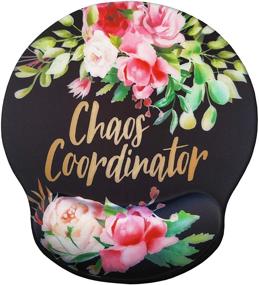 img 4 attached to 🐭 Eleville Ergonomic Mouse Pad - Chaos Coordinator Funny Saying, Memory Foam Wrist Rest, Lycra Cloth Top, Non-Slip Base - Cute Fashionable Design for Gaming, Office, Home, Travel (mp2)