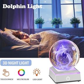 img 2 attached to 🐬 Unique 3D Crystal Ball Dolphin with LED Light Base - Perfect Dolphin Gifts, Toys, and Décor Figurine. Ideal Nightlight for Kids, Dolphin Lovers, Girlfriend, Wife, Mom, Women, Girls, Boys. Birthday and Christmas Presents.