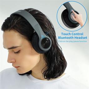 img 3 attached to 🎧 Riwbox TX8 Touch Control Bluetooth Headphones Over Ear: Premium Foldable Wireless Headphones with Mic, TF Card Slot for Mobile/TV/PC/Home Office - Matte Finish (Grey)