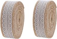 🎀 burlap ribbon with lace unwired 20 yards: rustic jute ribbon for crafts, weddings & party décor - mandala crafts (tan, 1.5 inches) logo