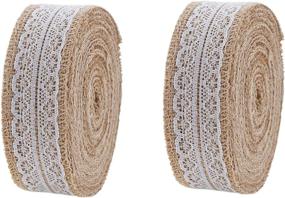 img 4 attached to 🎀 Burlap Ribbon with Lace Unwired 20 Yards: Rustic Jute Ribbon for Crafts, Weddings & Party Décor - Mandala Crafts (Tan, 1.5 Inches)