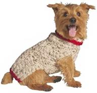 🐶 stylish chilly dog oatmeal dog sweater with red trim - x-large size логотип